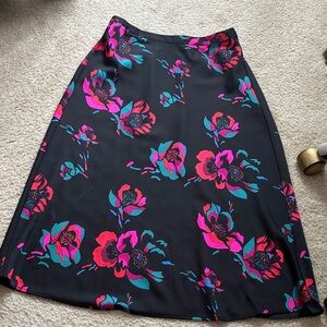 J. Crew Black Skirt with Vibrant Floral Design
